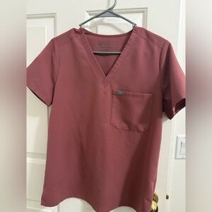 FIGS - Mauve Burgundy V-Neck Scrub Top (S)